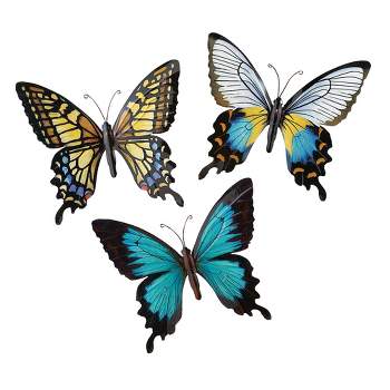 Collections Etc Metal Butterfly Wall Art, Set of 3 14 X 1 X 11