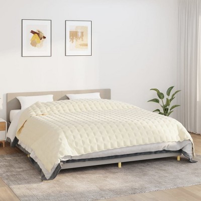 VidaXL Weighted Blanket Light Cream 86.6 in.x102.4 in. 24.3 lb Fabric