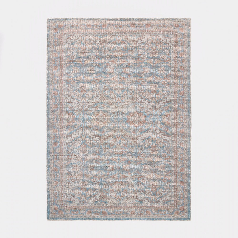 Photos - Doormat 7'x10' Persian Printed Poly/Wool Handmade Tufted Area Rug Blue/Brown - Thr