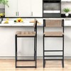 LOVSON Kitchen Bar Stools with Footrest Set of 2 Paper Rope Weave Dining Chairs Counter Height Barstool,Honey+Black,14.96"(L) x 15.15"(W) x 34.84''(H) - 2 of 4