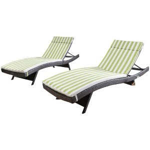 GDFStudio Olivia Rattan Adjustable Chaise Lounges with Striated Cushion(Set of 2) - 1 of 4