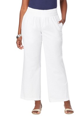 Jessica London Women's Plus Size Chambray Wide Leg Pant - 20 W, White ...