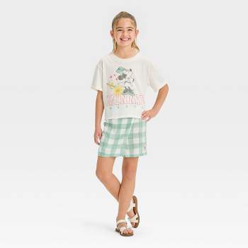 Girls' Minnie Mouse 2pc Top and Bottom Skirt Set - White/Green