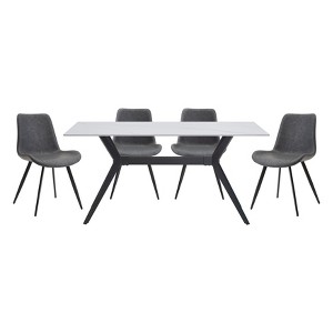 NicBex 5PCS/7PCS Dining Table Set,Rectangular Dining Table with Sintered Stone Tabletop and 4/6 Upholstered Chairs for Kitchen,Gray - 1 of 4