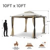 10X10 FT Outdoor Softtop Metal Gazebo,Tent With Double Roof Canopy And Mosquito Net,Galvanized Steel Large Patio Gazebo-Coolbibila - 4 of 4