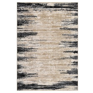 Modern Abstract Striped Area Rug Machine Washable Stain Resistant Indoor Carpet Low Pile Non Slip Non Shedding Floor Cover for Living Room Bedroom - 1 of 4