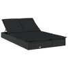 vidaXL 2-Person Sunbed with Cushions Black Poly Rattan - 2 of 4