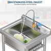 Freestanding Stainless Steel Utility Sink 16.8"x12.8"x7.6" Single Bowl with Adjustable Legs, 360° Swivel Hot & Cold Faucet - 3 of 4