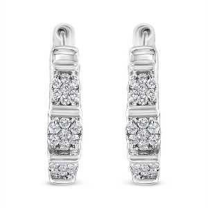 Haus of Brilliance Silver 1/2 Cttw Lab Grown Round Diamond Floral Cluster Hoop Earrings - 1 of 4