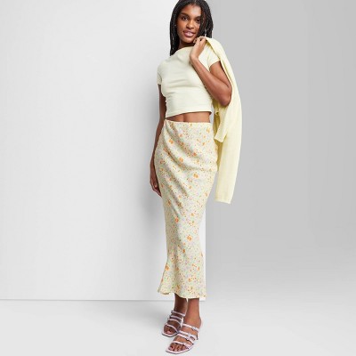 Women's Maxi Skirt - Wild Fable™ Light Yellow Floral XL