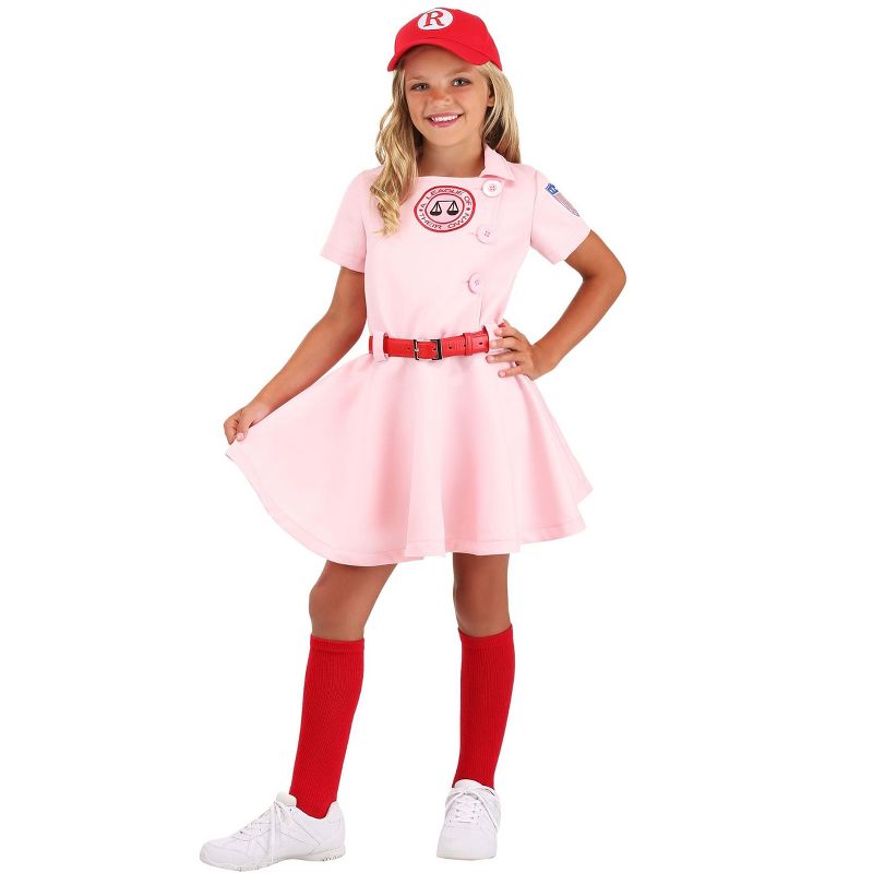 HalloweenCostumes.com League of Their Own Luxury Kids Dottie Costume For Girls, 1 of 7