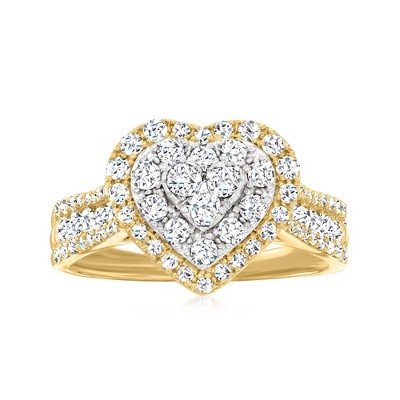 Ross-Simons 0.98 ct. t.w. Diamond Heart Ring in 14kt Yellow Gold Size 7