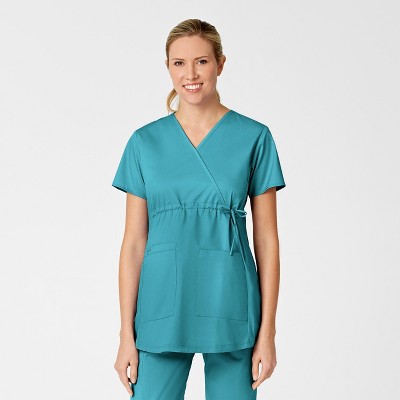 Wink WonderWORK Maternity Mock Wrap Scrub Top