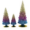 Cody Foster 11.75 In Ombre Glitter Gradient Trees Christmas Set/3 Decorate Village Decor Ombre Tree Sculptures - 3 of 3