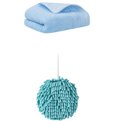REGALWOVEN Solid Soft Absorbent Hand Towels for Bathroom Kitchen 14" x 30"/6" x 6" 2 Pcs