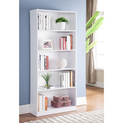 TOAOTBNBO 5 Tier Display Bookcase, Modern Bookshelf with Storage Cabinet, Tall Corner Book Shelf for Living Room, White