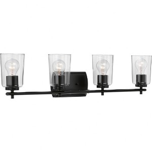 Progress Lighting Adley 4-Light Bath Vanity in Black with Clear Glass Shades - 1 of 4