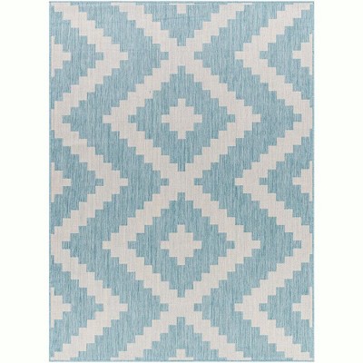 Mark & Day Squaw 5'3"x7' Rectangle Woven Indoor and Outdoor Area Rugs Sky Blue/Off-White: Geometric, Stain-Resistant, Modern