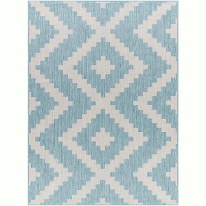 Mark & Day Squaw 5'3"x7' Rectangle Woven Indoor and Outdoor Area Rugs Sky Blue/Off-White: Geometric, Stain-Resistant, Modern - 1 of 4