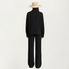 Anna-Kaci Women’s Ribbed Knit Relaxed Fit 2-Piece Set with High Neck Top Soft Stretch Fabric and Wide Leg Pants - 4 of 4