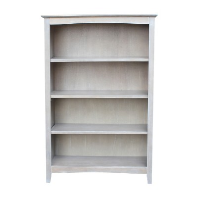 Transitional 48" Adjustable Gray Wood Shaker Bookcase