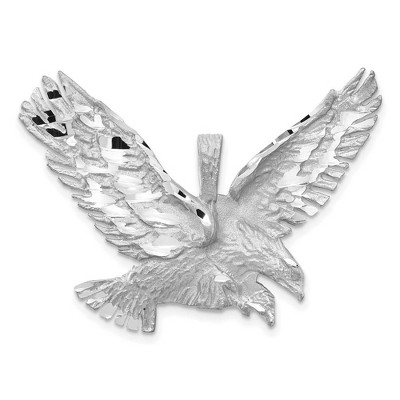Black Bow Jewelry 14k White Gold Large 2D Diamond Cut Eagle Pendant