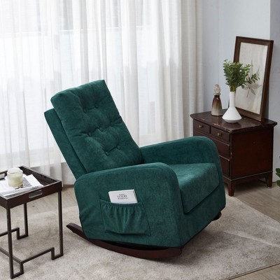 CAVINAS Mid-Century High Back Lounge Chair,Oversized Fabric Armchair with Solid Wood Legs,Comfy TV Chair for Living Room,Antique Green