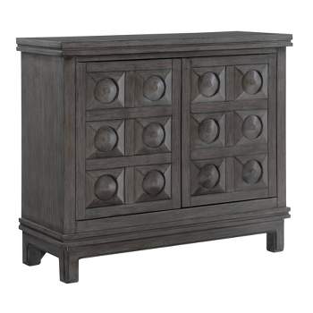 Epinay Traditional Carved Cabinet 2 Doors Push Open Magnetic Closure 1 Shelf Gray Finish - Powell