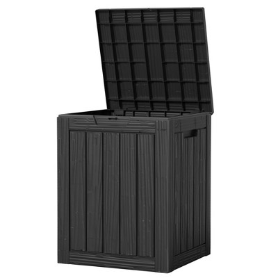 Sersper 28 Gal Outdoor Resin Deck Box and Bench, Multipurpose Storage Container for Patio and Garden