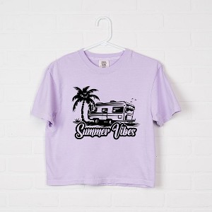Simply Sage Market Women's Summer Vibes Camper Short Sleeve Relaxed Fit Cropped Tee - 1 of 4