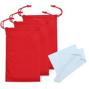 Unique Bargains Microfiber Protective Storage Pouch Draw String Ski Goggle Bags 3 Pcs with Cleaning Cloths - 1 of 4