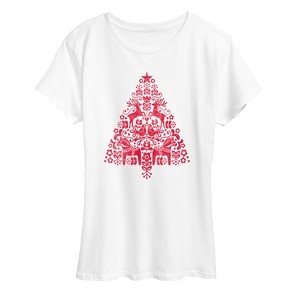Women's - Instant Message - Scandinavian Christmas Tree Short Sleeve Graphic T-Shirt - 1 of 4