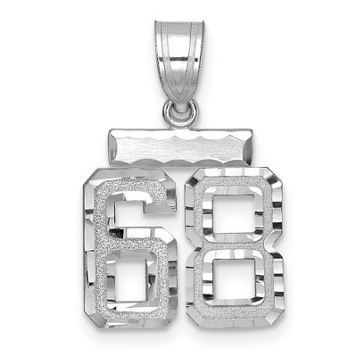 Black Bow Jewelry 14k White Gold, Varsity Collection, Small D/C Pendant, Number 68