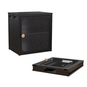 GlasFlength Decorative Storage Cabinets, Stylish and Functional Storage for Every Room, Bedroom, Living Room, Kitchen, Black,15.94”*12.01”*16.57" - 1 of 4