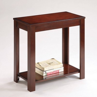 Espresso Composite Wood Rectangular Side Table with Shelf