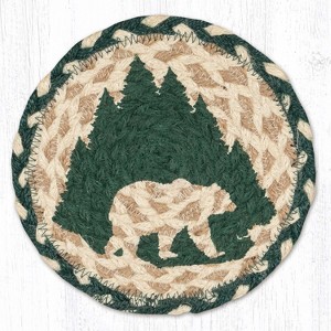 Earth Rugs Tree Line Grizzly Round Large Coaster 7" Rustic Lodge Accent - 1 of 3