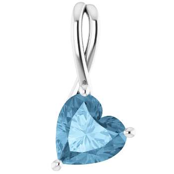 Pompeii3 2ct Blue Topaz Women's Heart Pendant in 14k Gold Necklace 6mm Tall