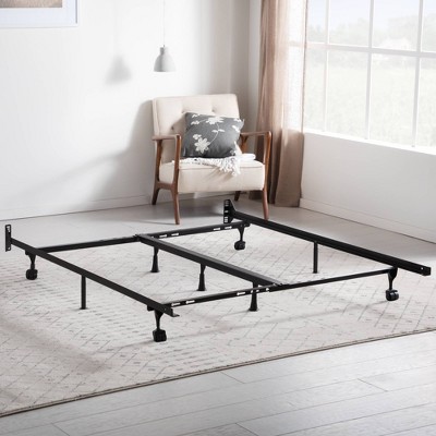 Universal Adjustable Metal Bed Frame with Center Support & Rug Rollers - Brookside