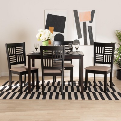Baxton Studio Deanna Modern Fabric Wood Dining Set