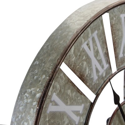 18" Round Galvanized Metal Roman Numeral Wall Clock