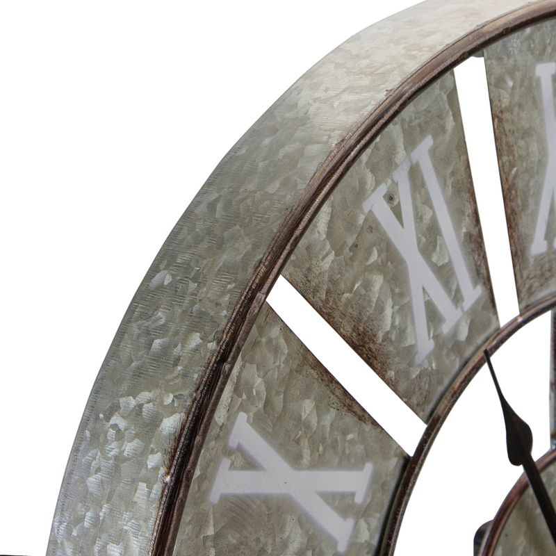 Northlight 18" Round Galvanized Metal Roman Numeral Wall Clock, 4 of 6