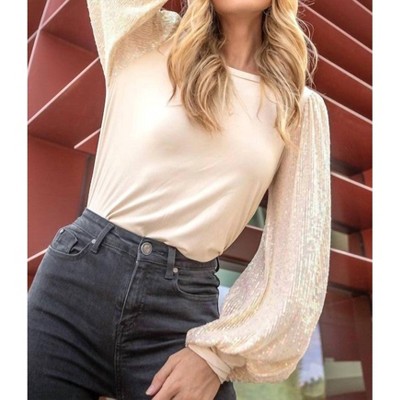 Women's Sequin Long Sleeve Top - les amis