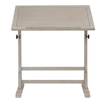 36" X 24" Angle Vintage Solid Wood Drawing/Drafting Table with Adjustable Top Coastal Whitewash - Studio Designs Home