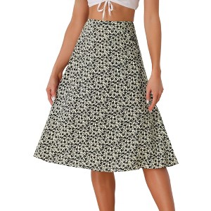 Allegra K Women's Chiffon Summer Vintage Floral Print A-Line Midi Skirts - 1 of 4