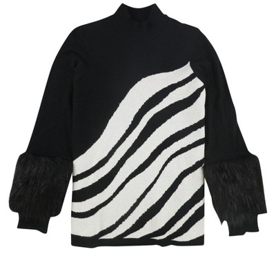 Alfani Womens Zebra Print Pullover Sweater