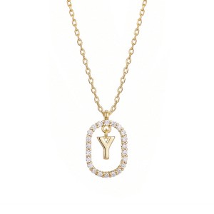 Adornia 14k Gold Plated Floating Letter CZ Frame Necklace - 1 of 2