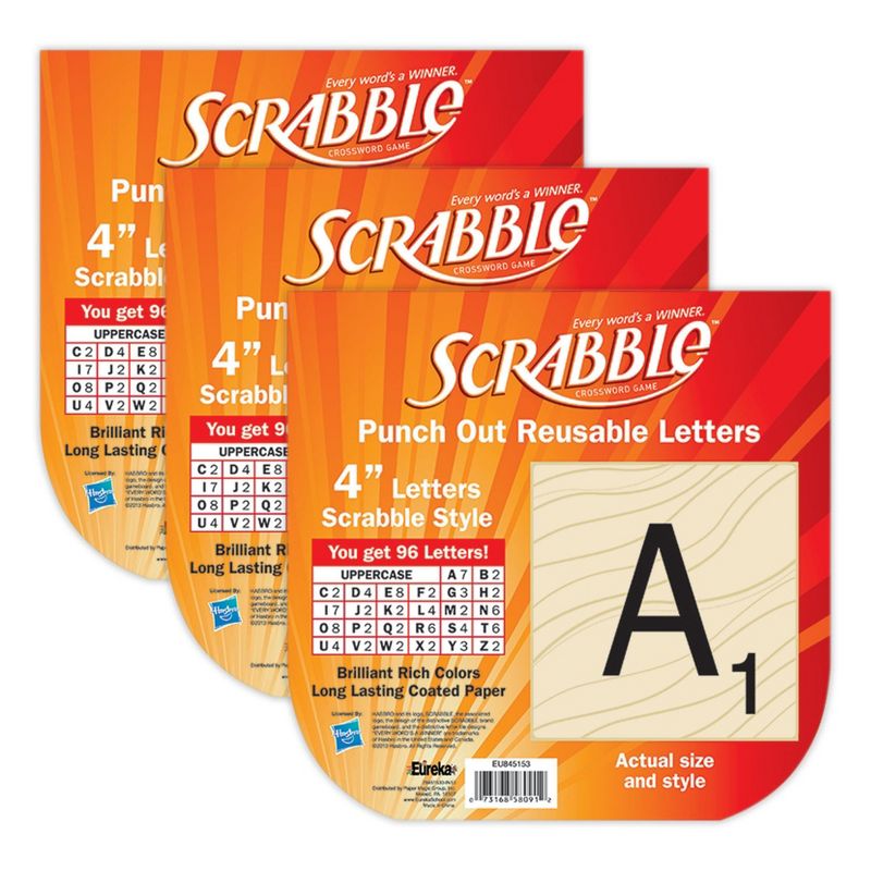 Eureka® Scrabble™ Deco 4" Letters, 96 Per Pack, 3 Packs, 1 of 3
