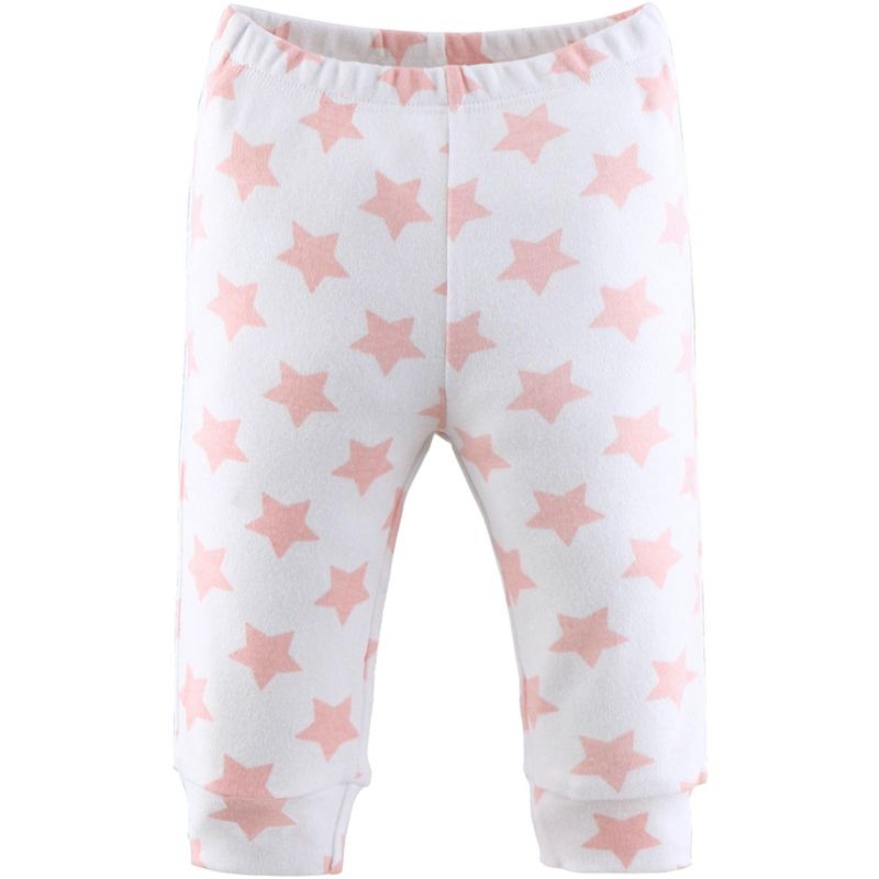 The Peanutshell Flowers & Stars 5-Pack Cuffed Baby Pants in Pink/Light Coral/White, 9-12 Months, 4 of 7