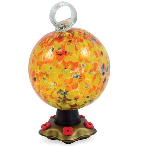 Recycled Glass Round Carnival Hummingbird Feeder Plow Hearth