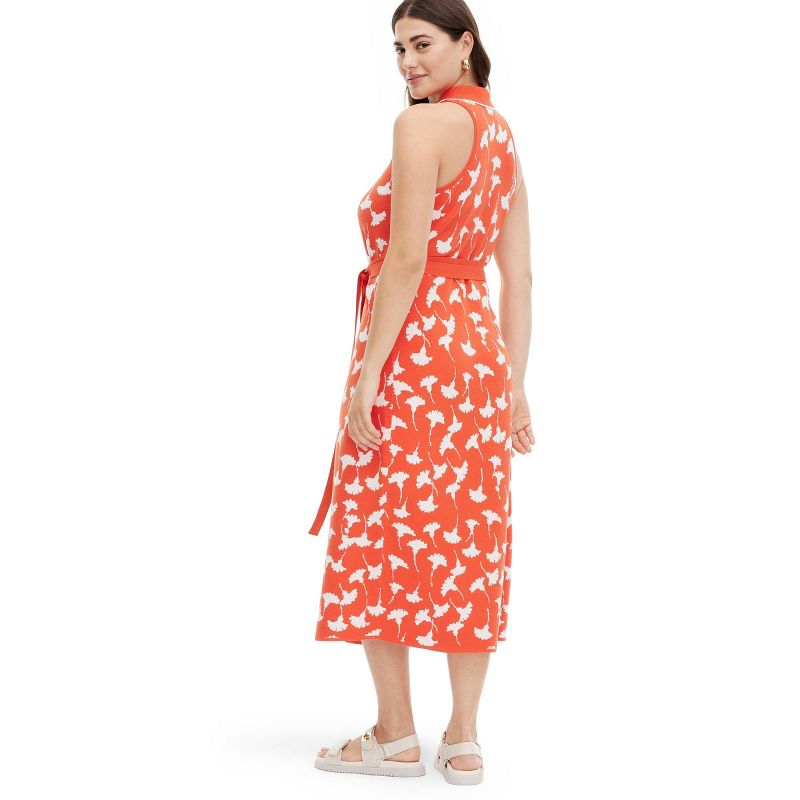Women's Collared Sleeveless Ginkgo Cherry Tomato Sweaterknit Midi Wrap Dress - DVF for Target, 6 of 15